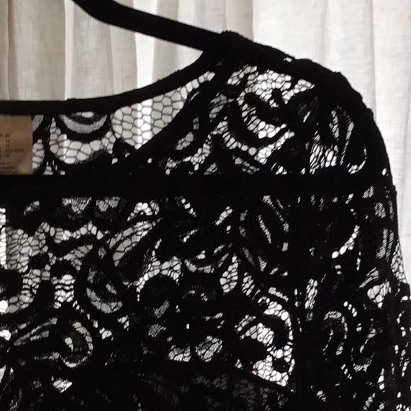 H&M DIVIDED Black Lace LONG SLEEVE DRESS Size 14 - Picture 6 of 8